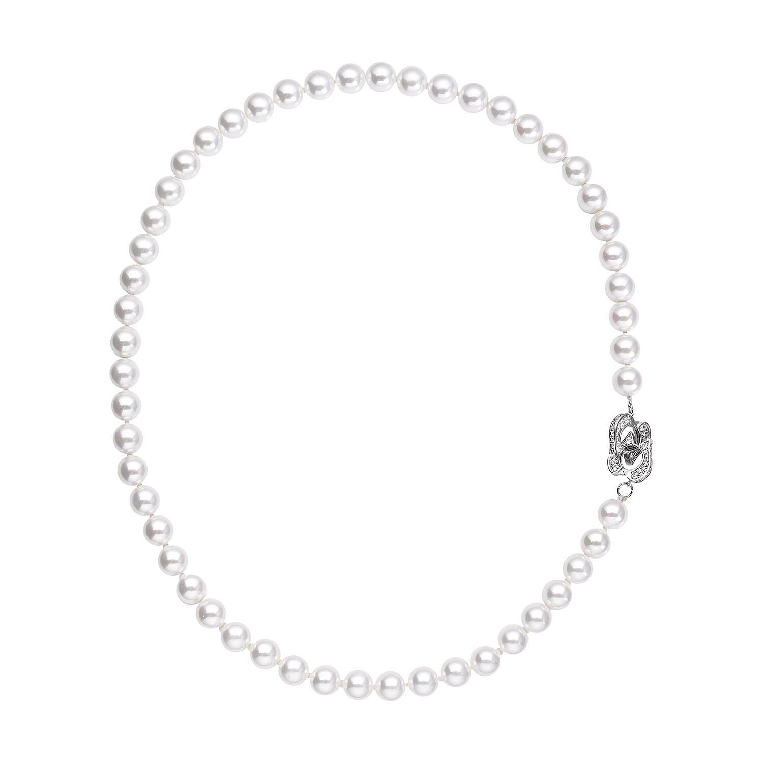  White Shell Pearl , White Cubic Zirconia Necklace (Size - 22) Pure White Brass 336.00 ct
