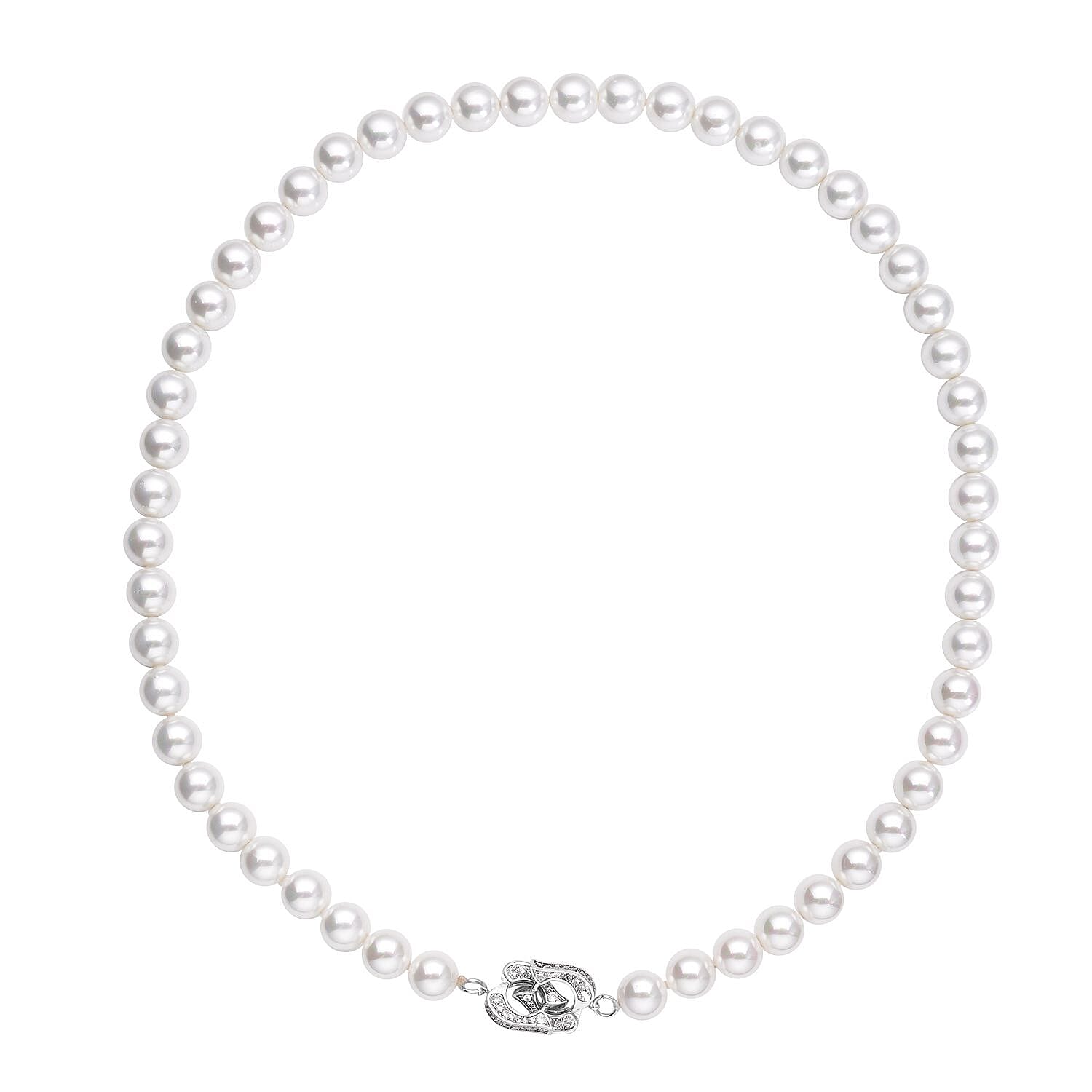  White Shell Pearl , White Cubic Zirconia Necklace (Size - 22) Pure White Brass 336.00 ct