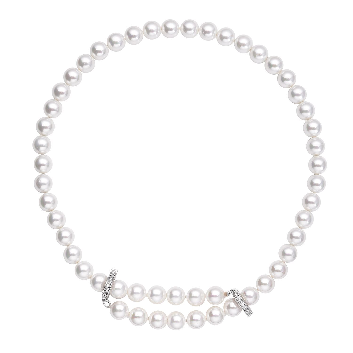  White Shell Pearl , White Cubic Zirconia Necklace (Size - 22) Pure White Brass 336.00 ct