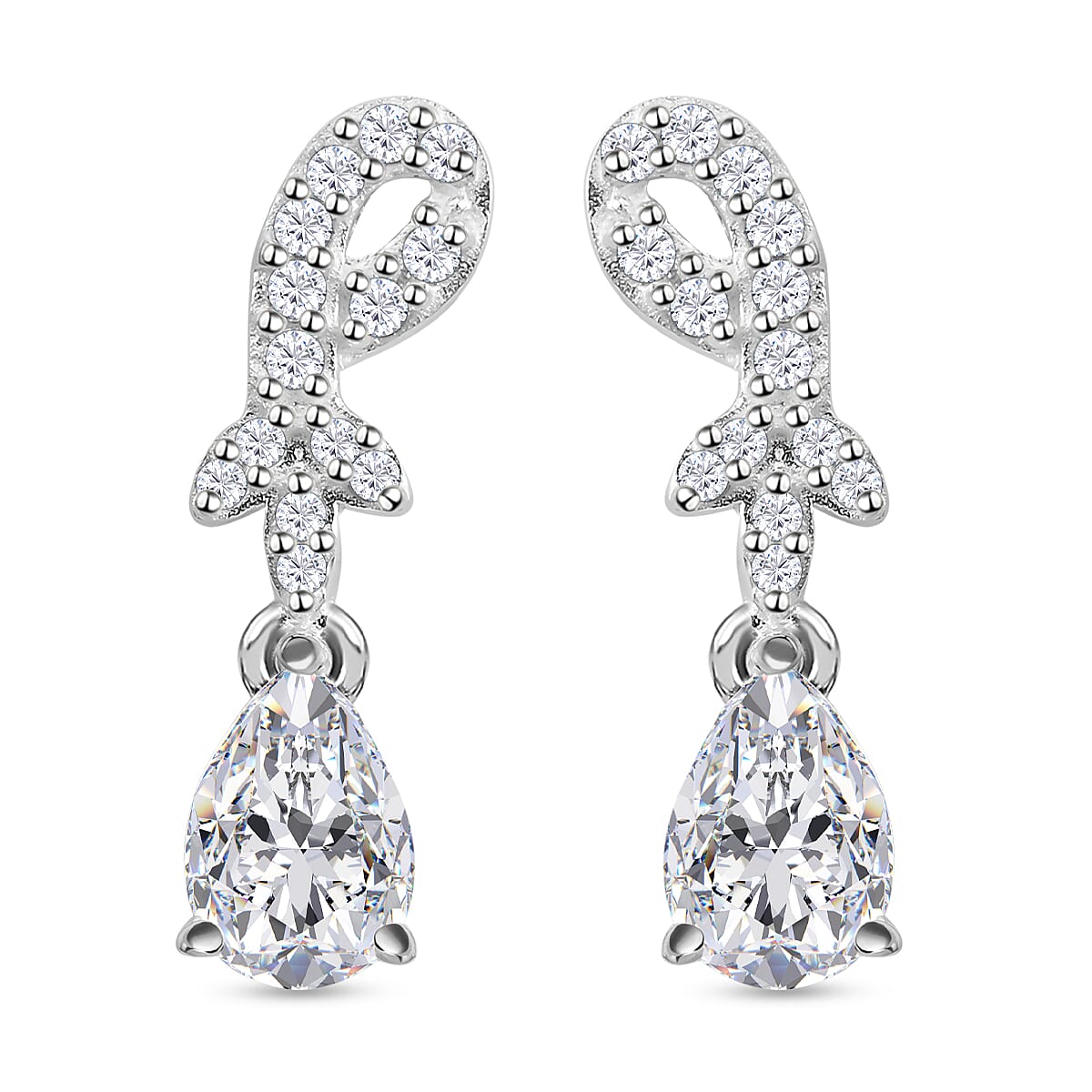 Simulated Diamond Dangling Earrings in Sterling Silver