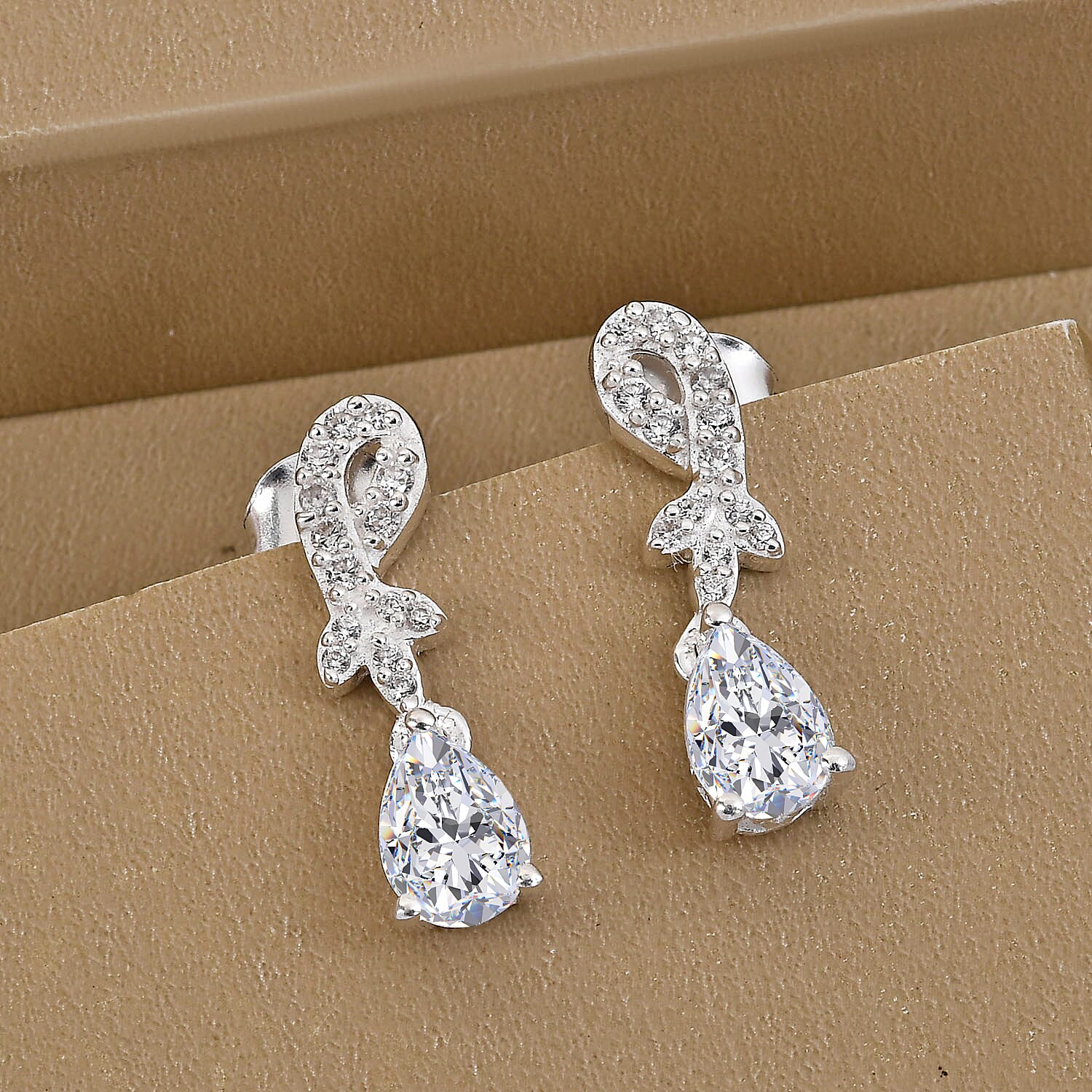 Simulated Diamond Dangling Earrings in Sterling Silver