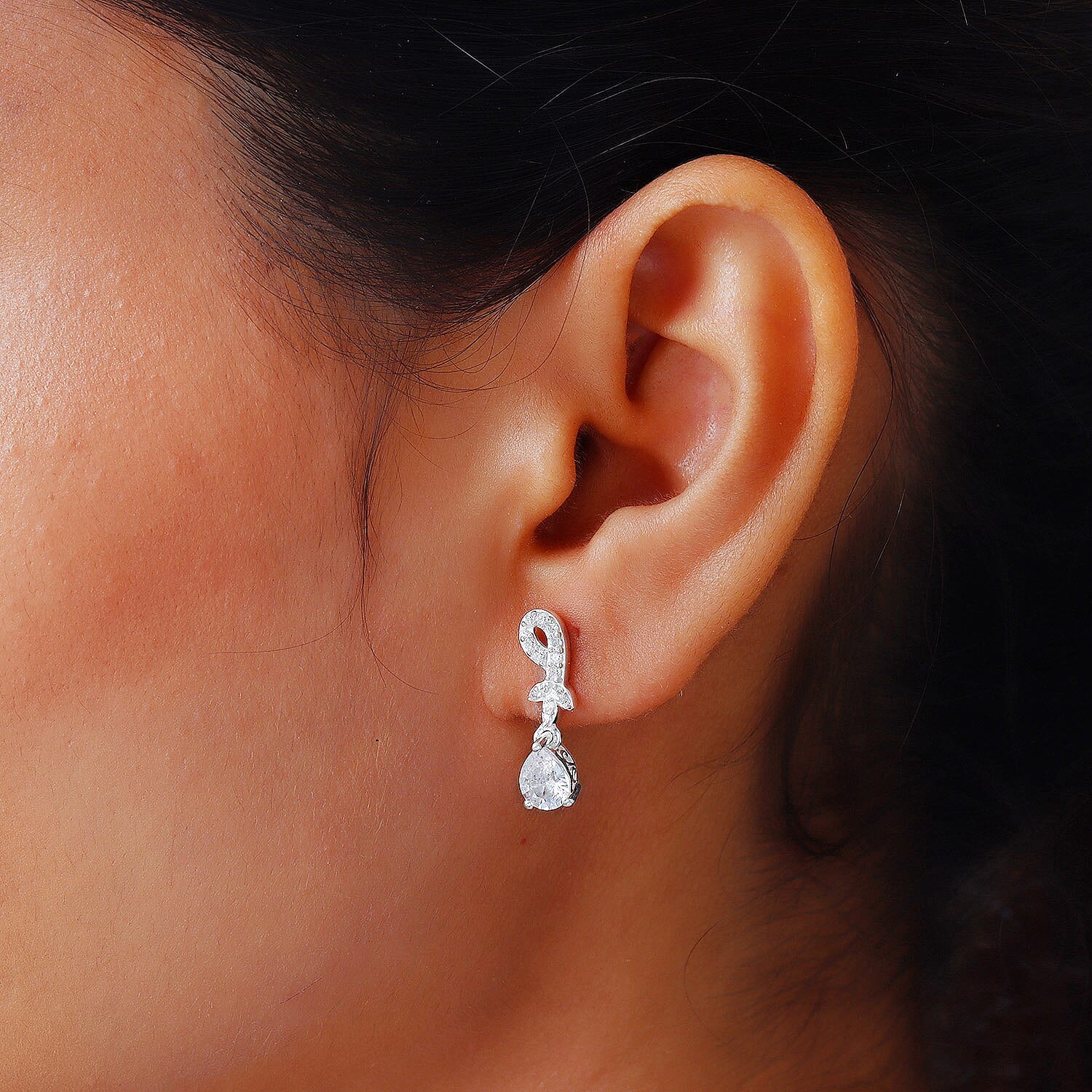 Simulated Diamond Dangling Earrings in Sterling Silver