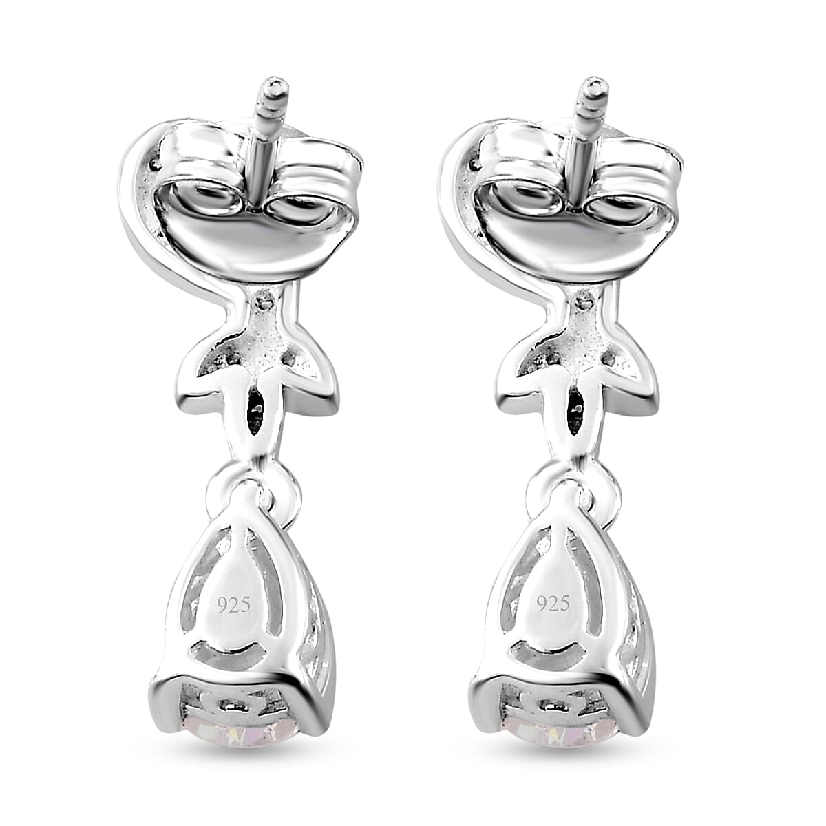Simulated Diamond Dangling Earrings in Sterling Silver