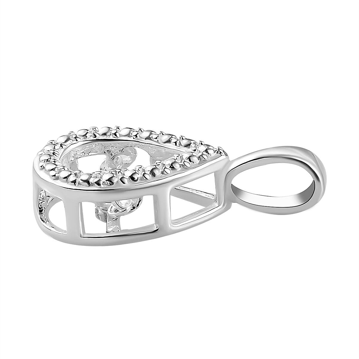 Diamond Teardrop Pendant in Sterling Silver