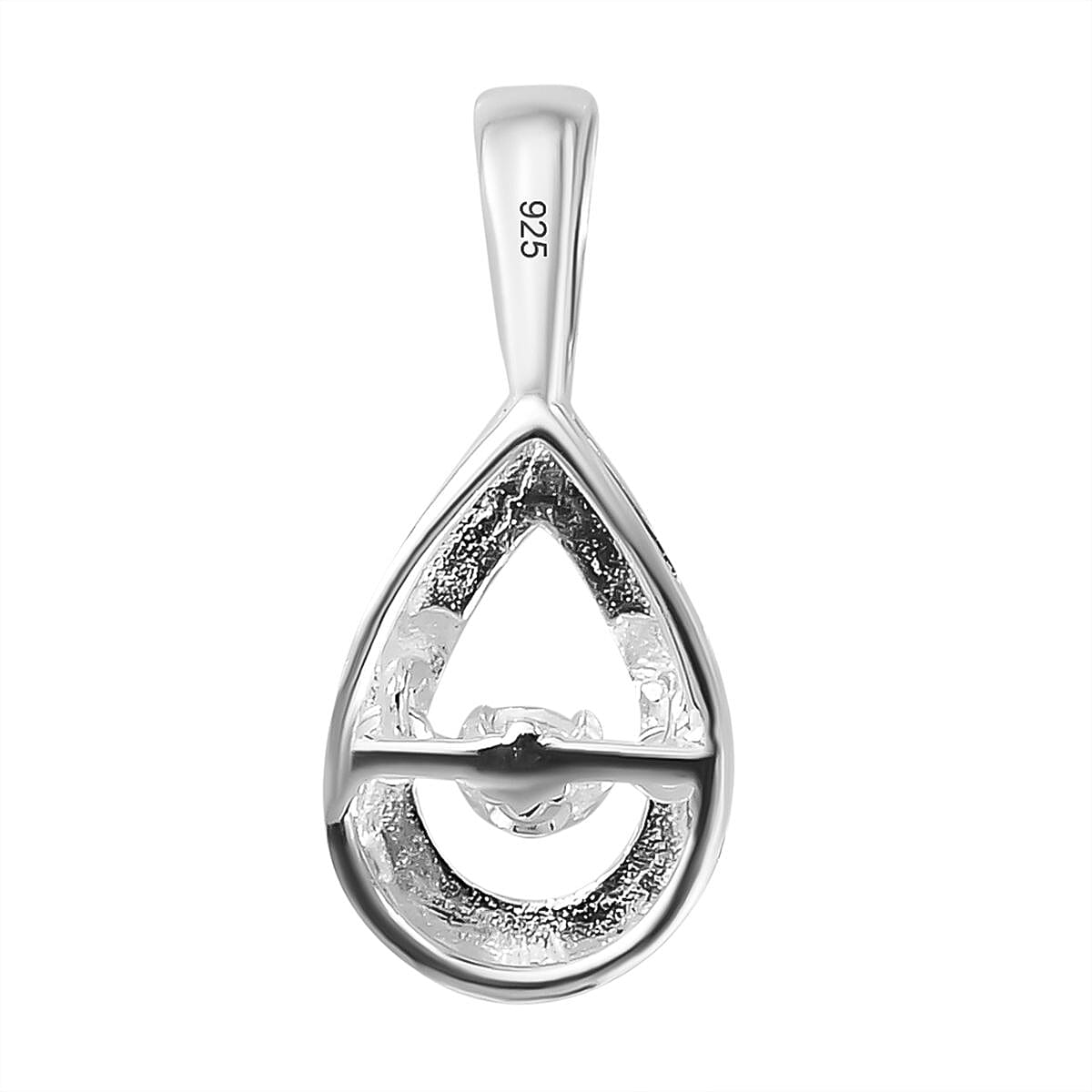 Diamond Teardrop Pendant in Sterling Silver