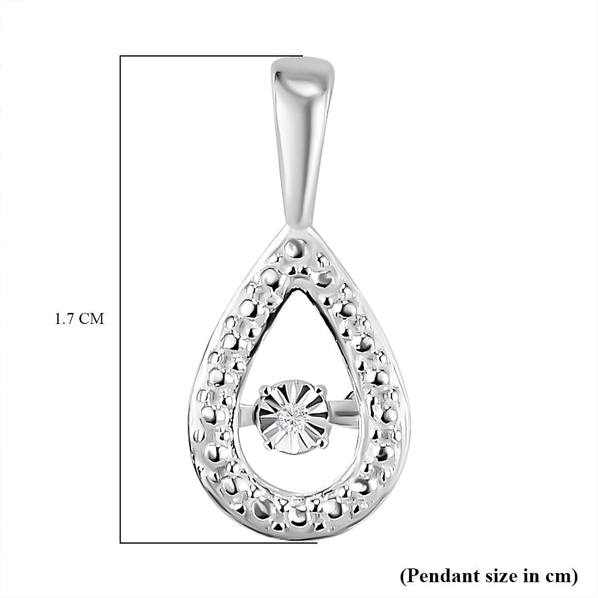 Diamond Teardrop Pendant in Sterling Silver