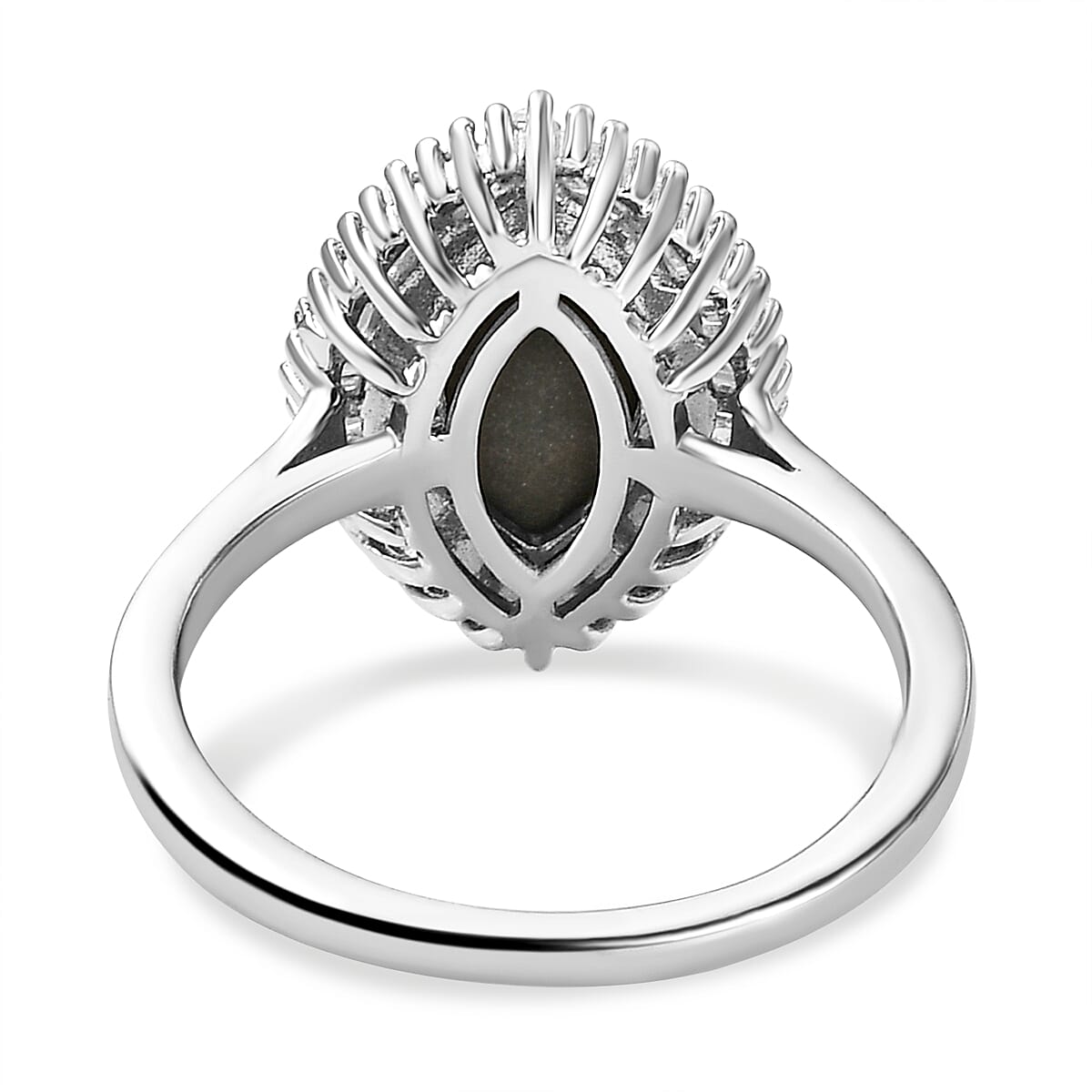 Ammolite and Diamond Ring in Platinum Overlay Sterling Silver 2.34 Ct.