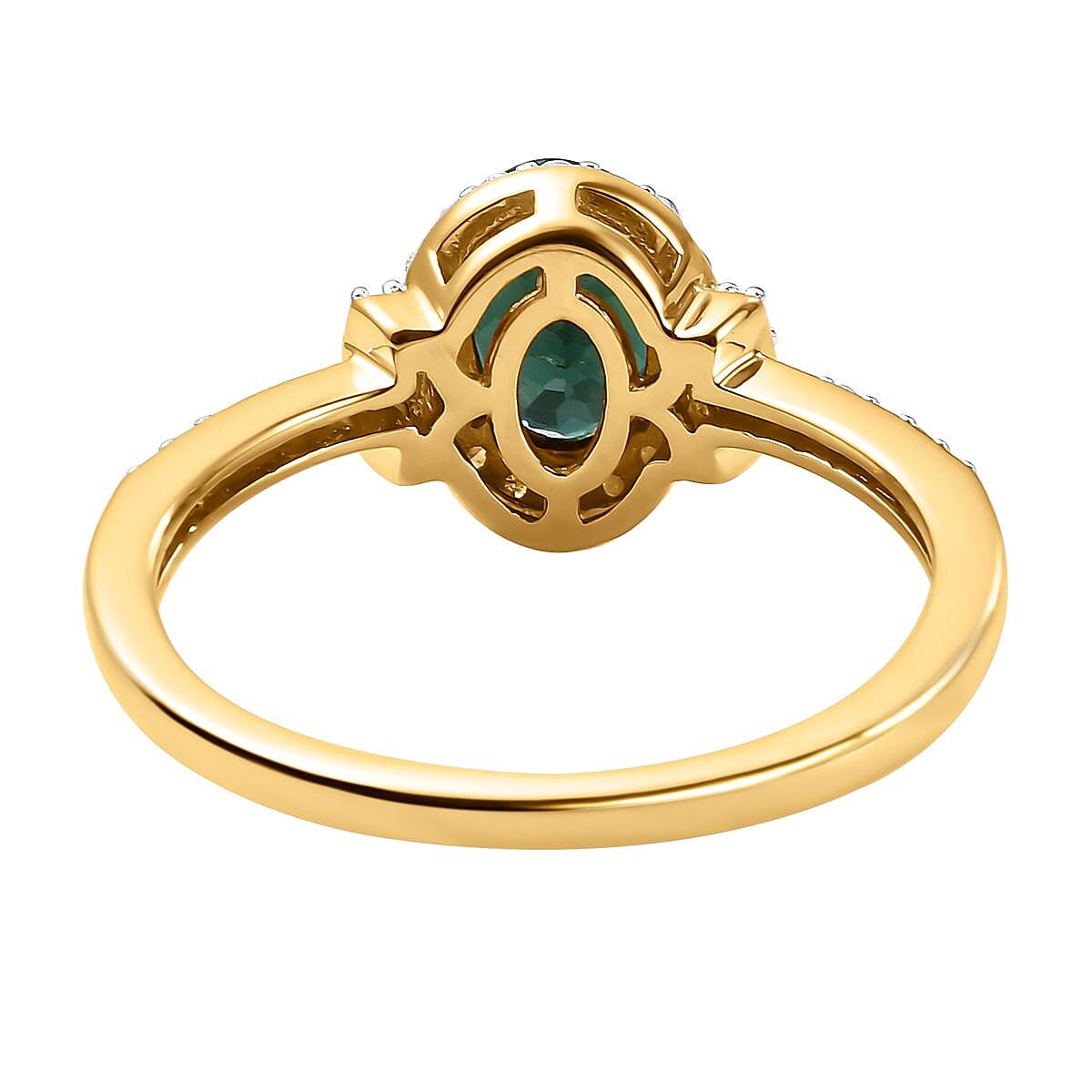14K Yellow Gold Indicolite and Diamond Ring 1.00 Ct.