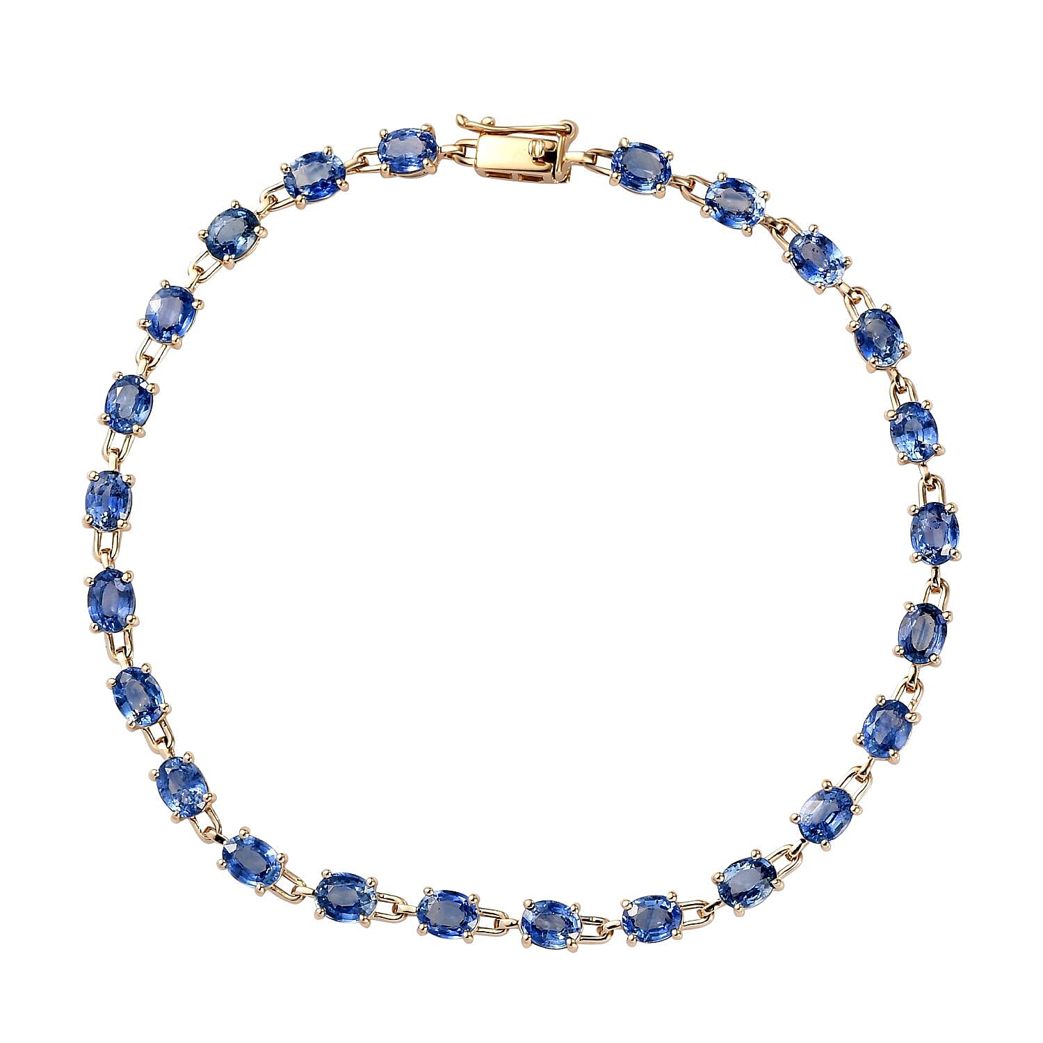 14K Yellow Gold Blue Ceylon Sapphire Bracelet (Size - 7.5) 7.44 Ct.