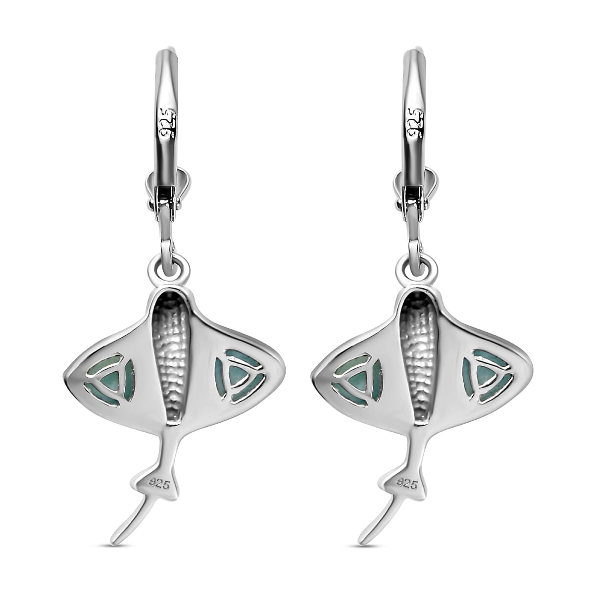 Larimar Lever Back Earrings in Platinum Overlay Sterling Silver 2.13 Ct.