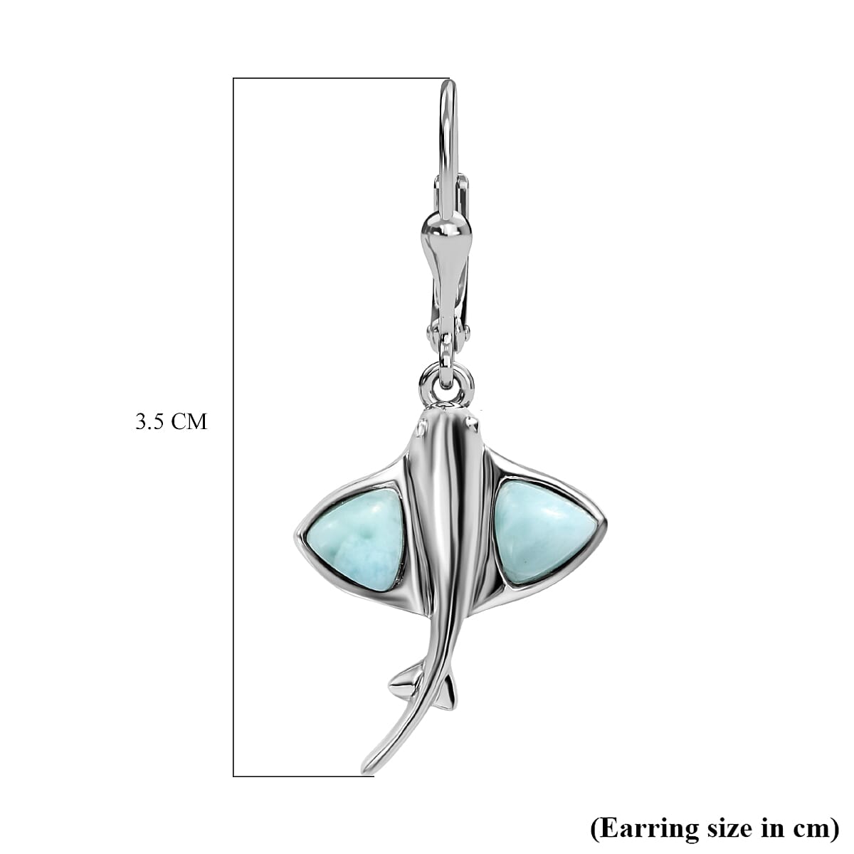 Larimar Lever Back Earrings in Platinum Overlay Sterling Silver 2.13 Ct.