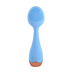 Waterproof Silicone Facial Cleansing Brush - Light Blue (With 4 Speeds & USB Charger)