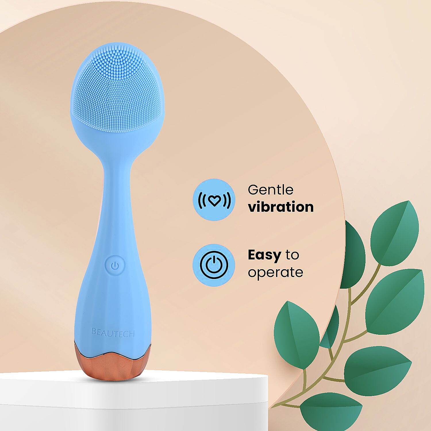 Waterproof Silicone Facial Cleansing Brush - Light Blue (With 4 Speeds - USB Charger)