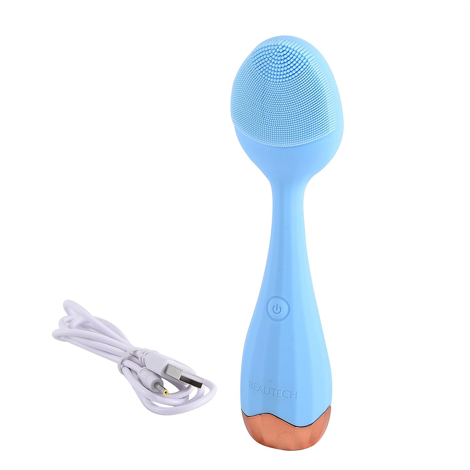 Waterproof Silicone Facial Cleansing Brush - Light Blue (With 4 Speeds - USB Charger)