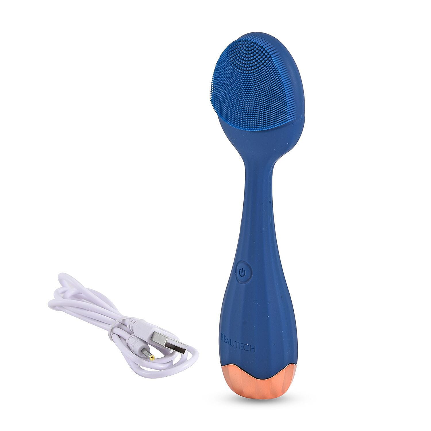 Waterproof Silicone Facial Cleansing Brush - Navy (With 4 Speeds - USB Charger)