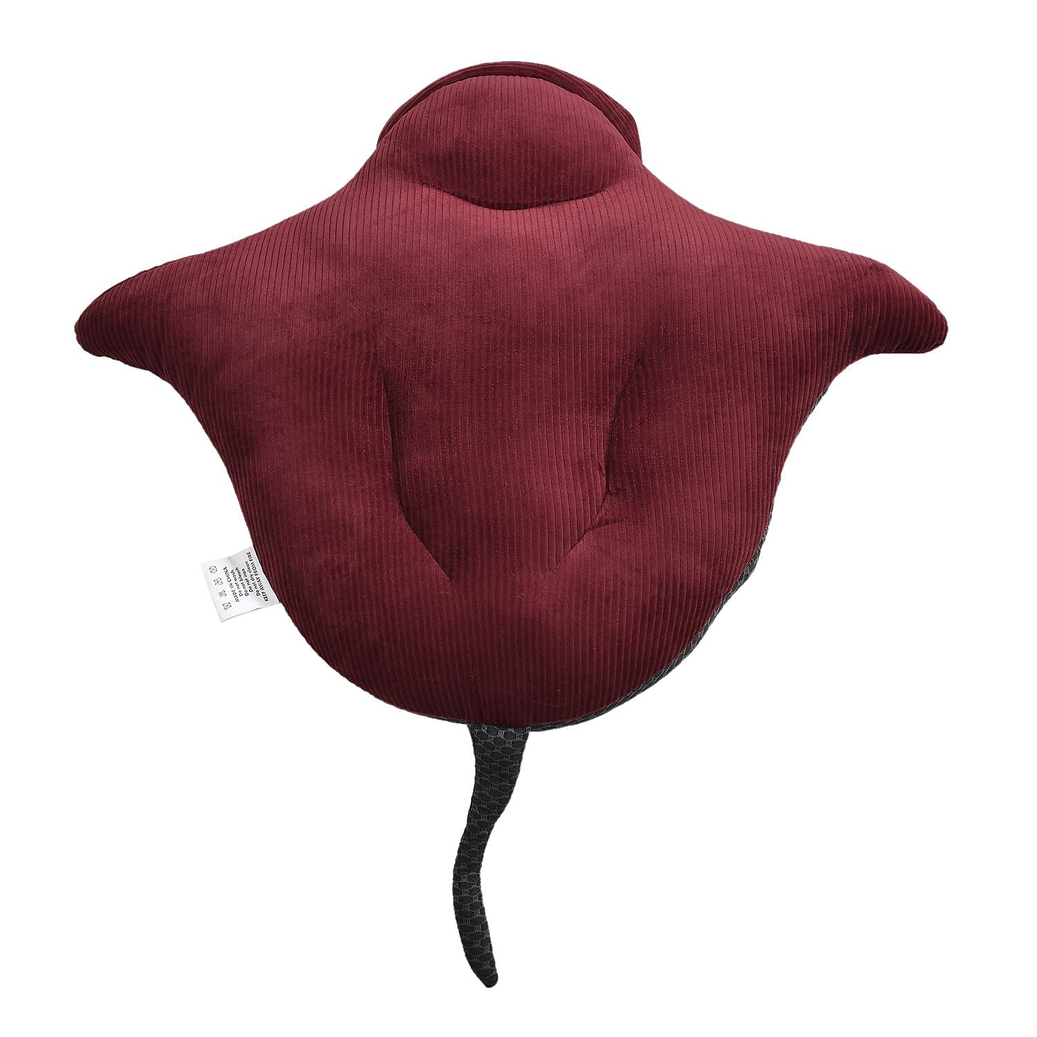 Back Support - Woven Sting Ray Shaped Cushion (Size 40x48 Cm) - Grey & Wine Red