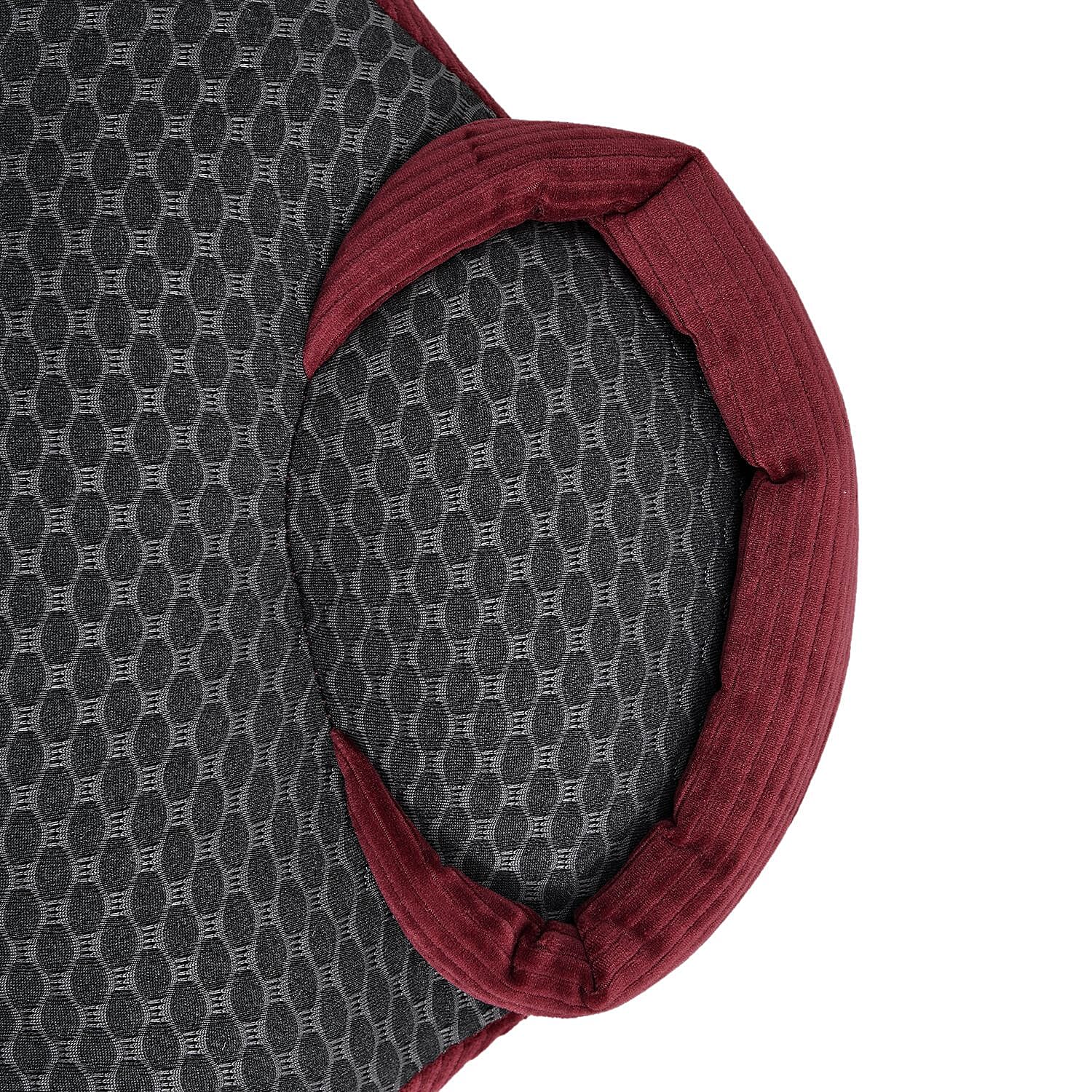 Back Support - Woven Sting Ray Shaped Cushion (Size 40x48 Cm) - Grey - Wine Red