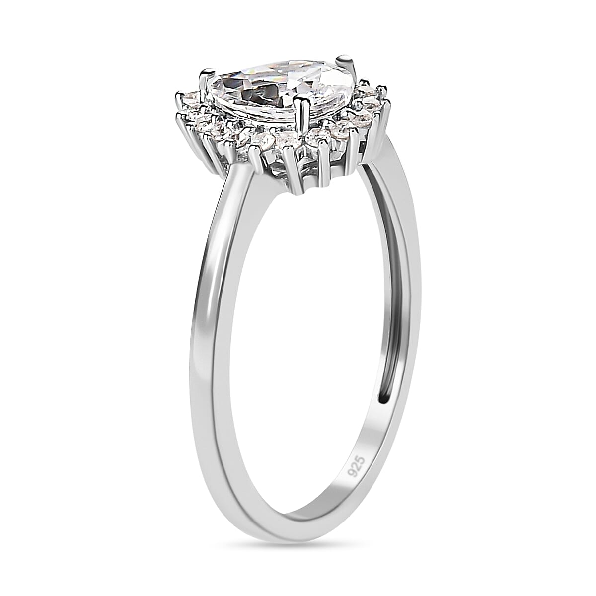 Cubic Zirconia Ring in Platinum Overlay Sterling Silver 1.32 Ct.