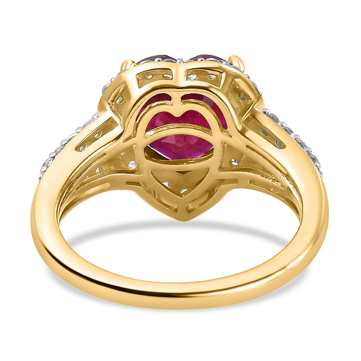 Cabo Delgado Ruby and Natural Cambodian Zircon Ring in Vermeil Yellow Gold Overlay Sterling Silver 3.65 Ct.