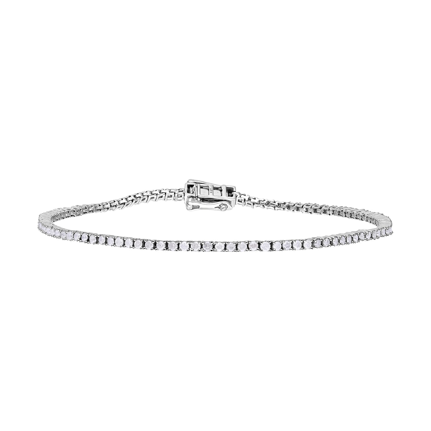 9K White Gold  SGL Certified Diamond (I3/ G-H) Bracelet (Size - 7) 2.00 Ct, Gold Wt. 6.08 Gms