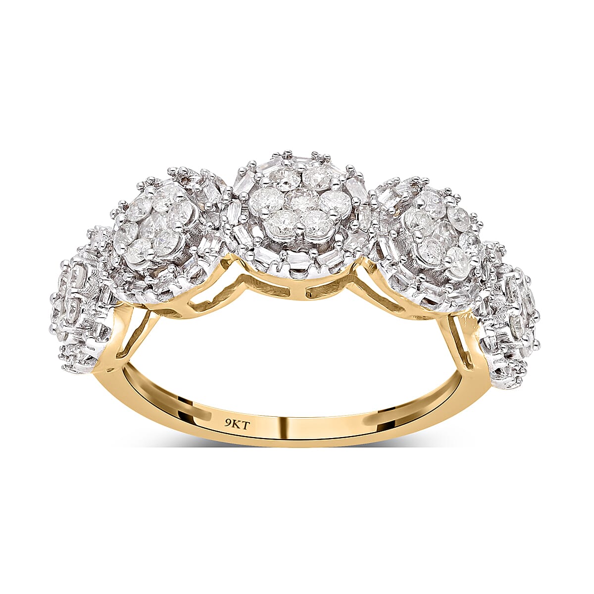 Close Out Deal - 9K Yellow Gold SGL Certified Diamond (I1-I2 -G-H) Ring 1.02 Ct