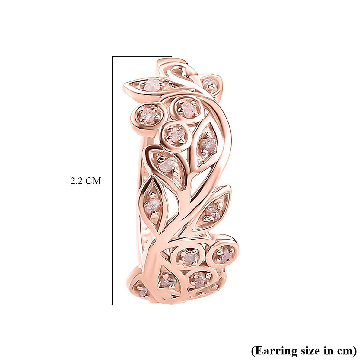 Natural Pink Diamond Earrings With Hoop in 18K Vermeil Rose Gold Plated Sterling Silver 0.32 Ct.