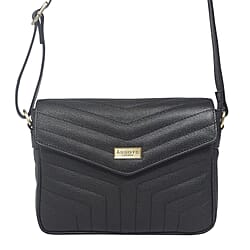 Genuine Leather Crossbody Bag (Size 23x18x5 cm) - Black