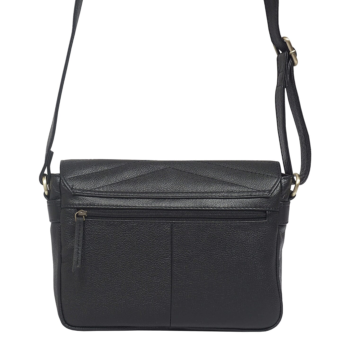 Genuine Leather Crossbody Bag (Size 23x18x5 cm) - Black