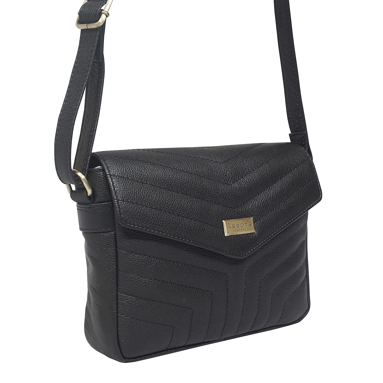 Genuine Leather Crossbody Bag (Size 23x18x5 cm) - Black