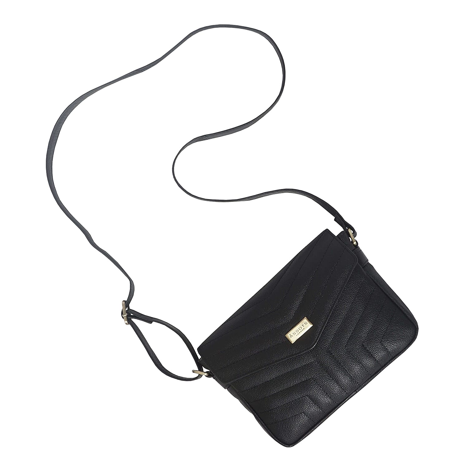 Genuine Leather Crossbody Bag (Size 23x18x5 cm) - Black