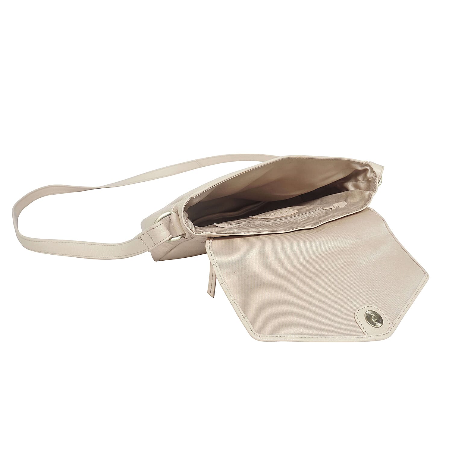 Assots London Genuine Leather Jessica Quilted Crossbody Bag - Nude