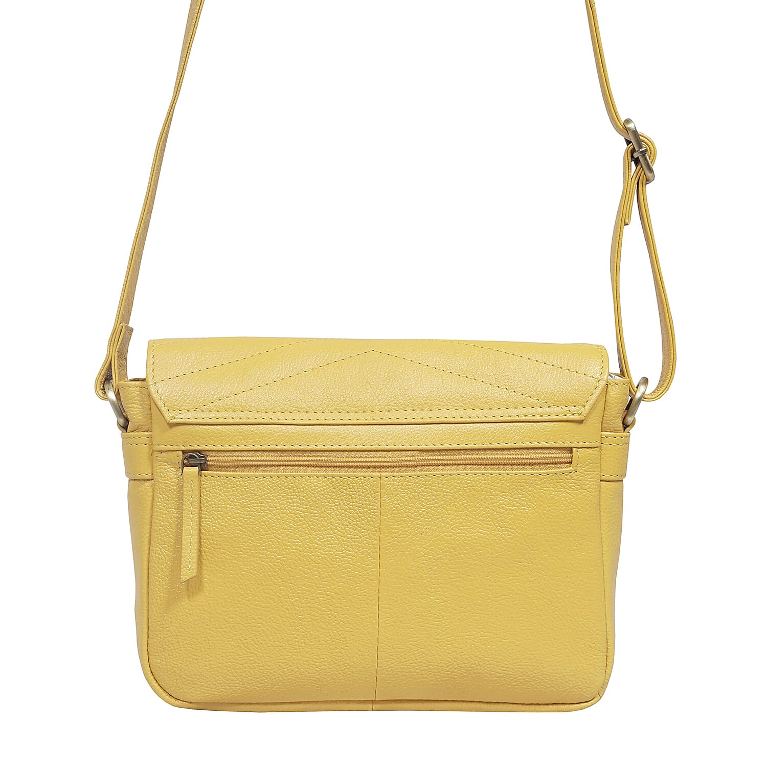 Assots London Genuine Leather Jessica Quilted Crossbody Bag - Yellow