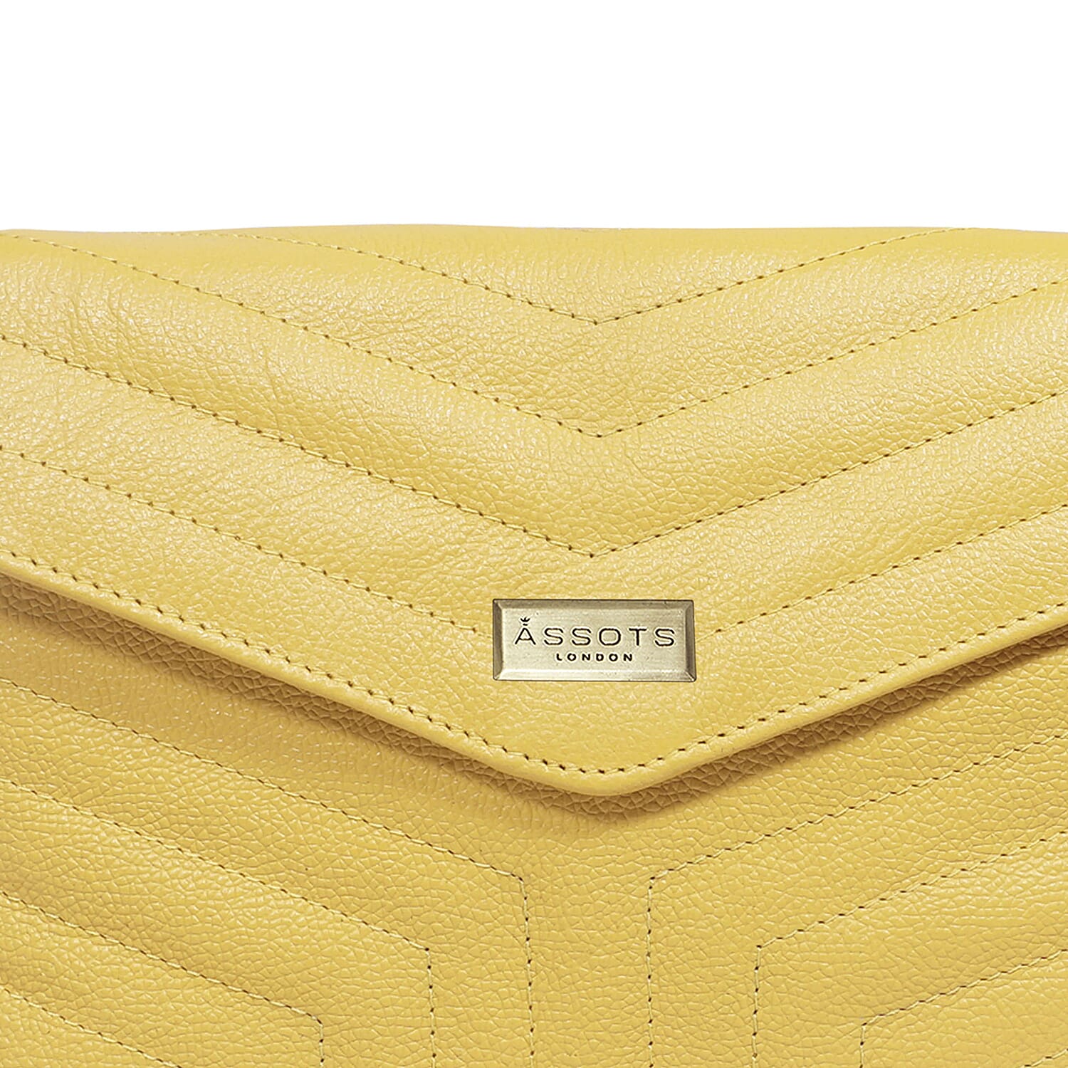 Assots London Genuine Leather Jessica Quilted Crossbody Bag - Yellow