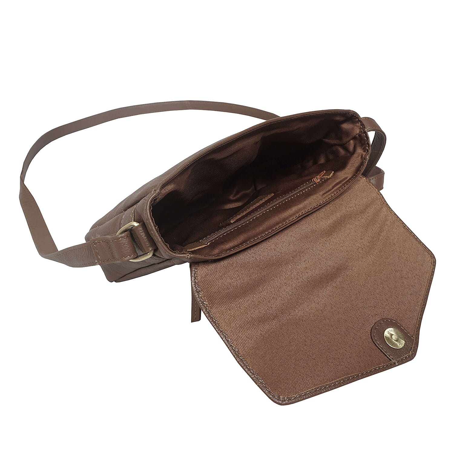 Assots London Genuine Leather Jessica Quilted Crossbody Bag - Brown