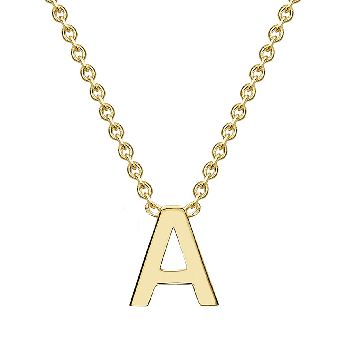 9K Yellow Gold 4mm X 4.5mm A Initial Adjustable Necklace 15-17 Inch