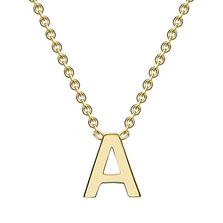 9K Yellow Gold 4mm X 4.5mm A Initial Adjustable Necklace 15-17 Inch