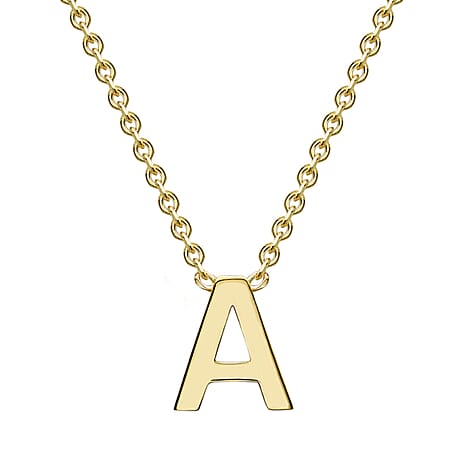 9K Yellow Gold 4mm X 4.5mm A Initial Adjustable Necklace 15-17 Inch