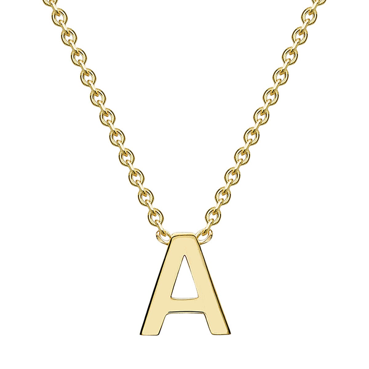 9K Yellow Gold 4mm X 4.5mm A Initial Adjustable Necklace 15-17 Inch