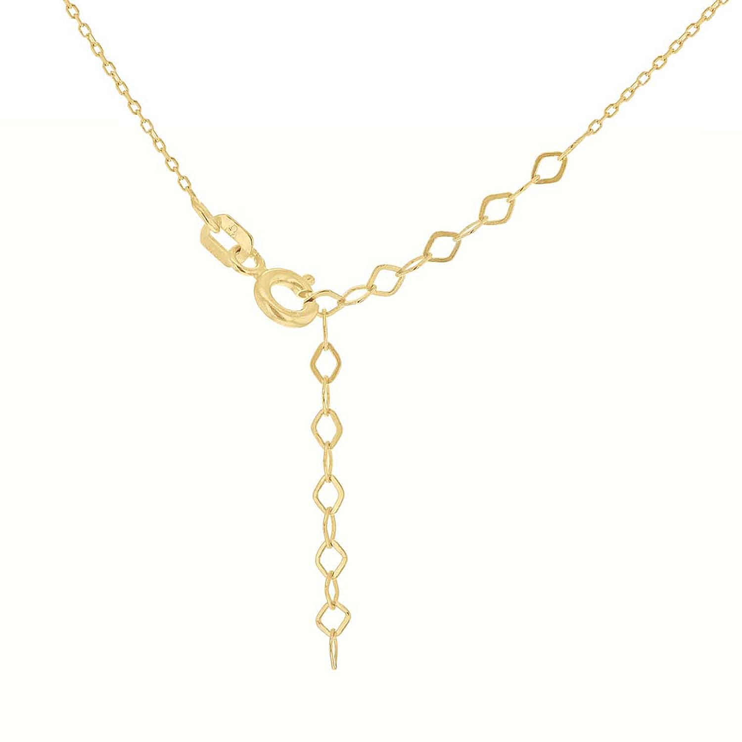 9K Yellow Gold 13.5mm X 26mm Circle Cutout Dream Catcher Necklace 16-18 Inch