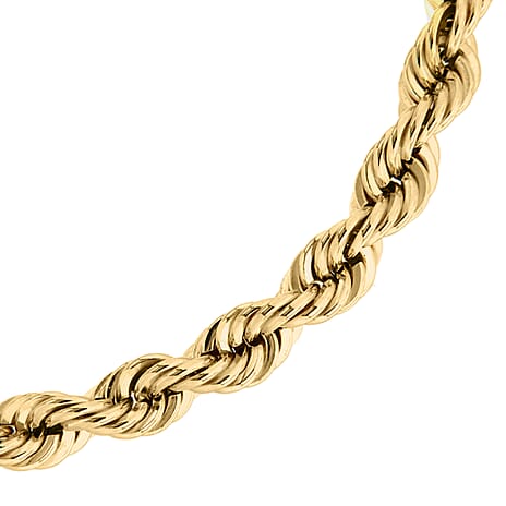 9K Yellow Gold Hollow Rope Chain Bracelet 7 Inch