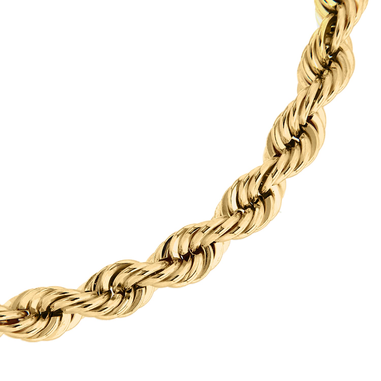 9K Yellow Gold Hollow Rope Chain Bracelet 7 Inch