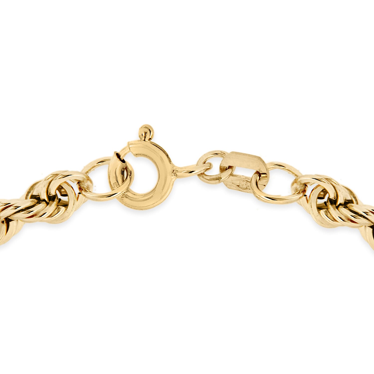 9K Yellow Gold Hollow Rope Chain Bracelet 7 Inch