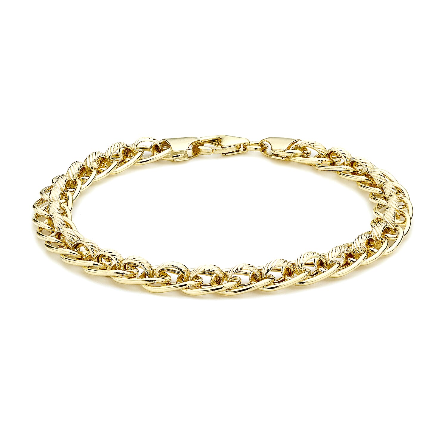 9K Yellow Gold 7mm Textured Rollerball Bracelet 7.5 Inch