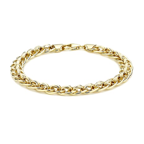 9K Yellow Gold 7mm Textured Rollerball Bracelet 7.5 Inch