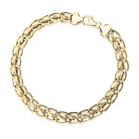 9K Yellow Gold 7mm Textured Rollerball Bracelet 7.5 Inch