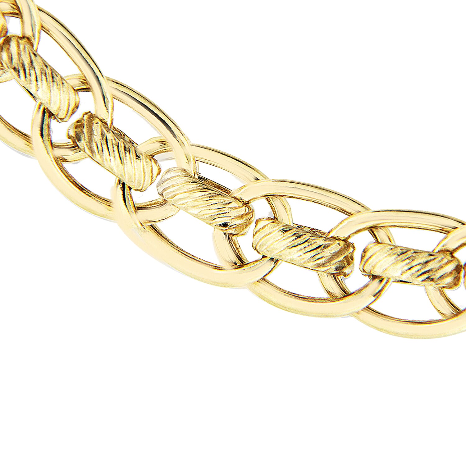 9K Yellow Gold 7mm Textured Rollerball Bracelet 7.5 Inch