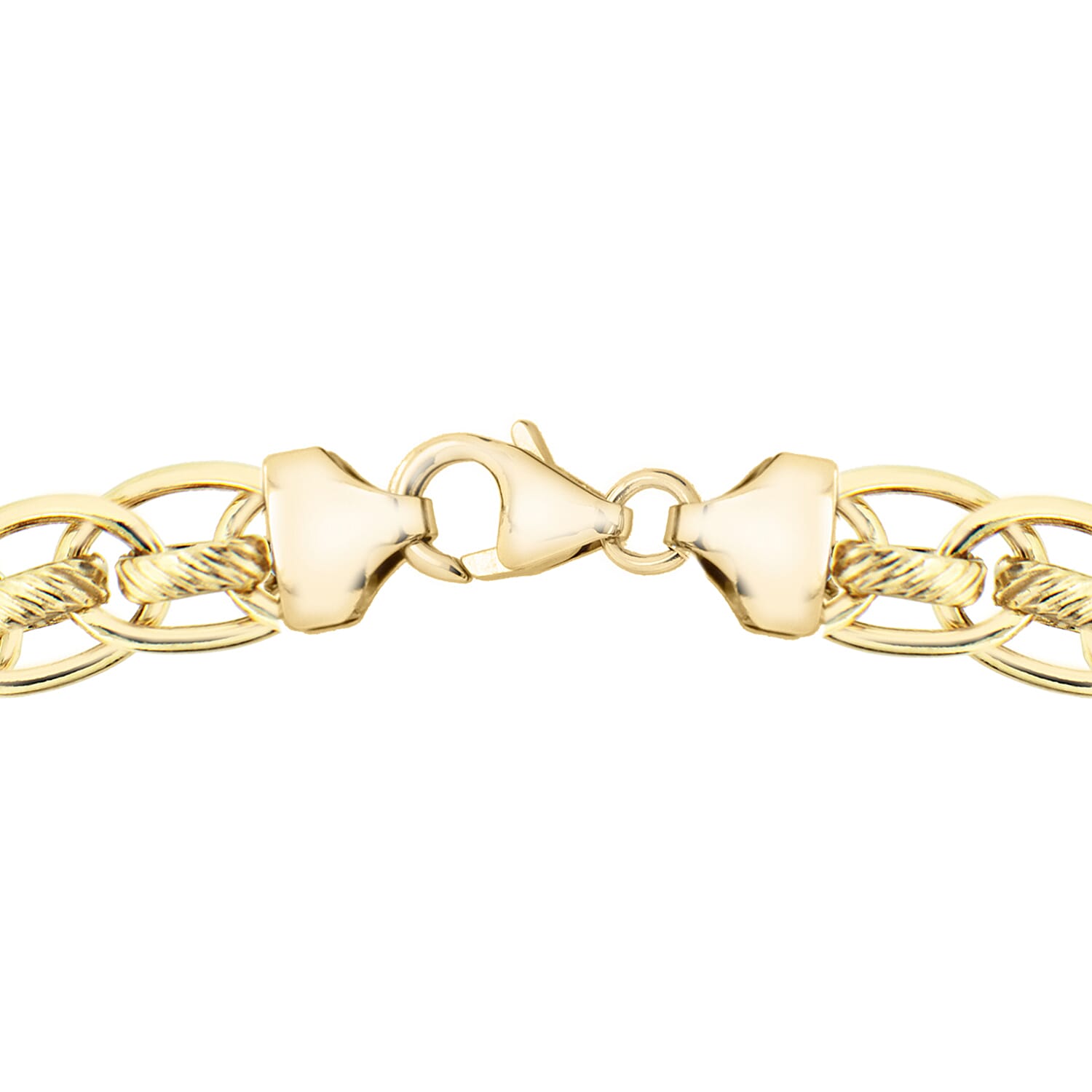 9K Yellow Gold 7mm Textured Rollerball Bracelet 7.5 Inch