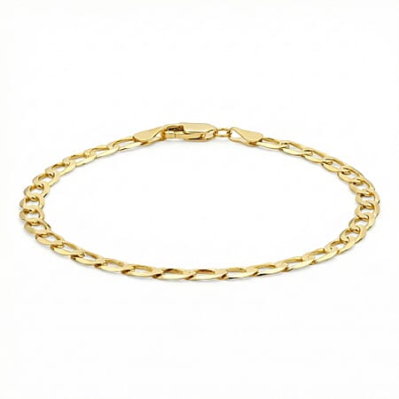 9K Yellow Gold Diamond Cut Flat Curb Bracelet 7 Inch 9K Yellow Gold Diamond Cut Flat Curb Bracelet 7 Inch