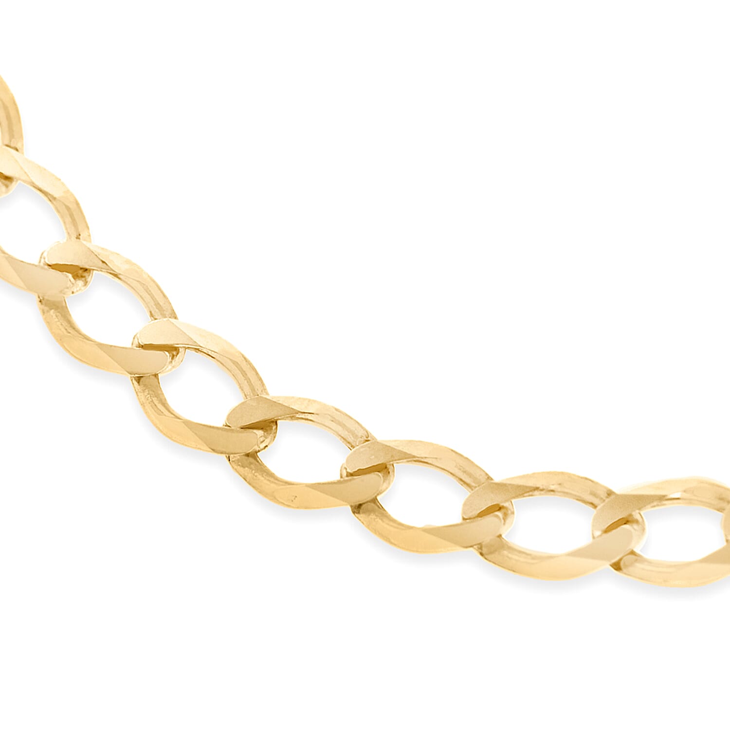 9K Yellow Gold Diamond Cut Flat Curb Bracelet 7 Inch