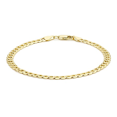 9K Yellow Gold 4mm Flat Diamond Cut Curb Bracelet 9 Inch